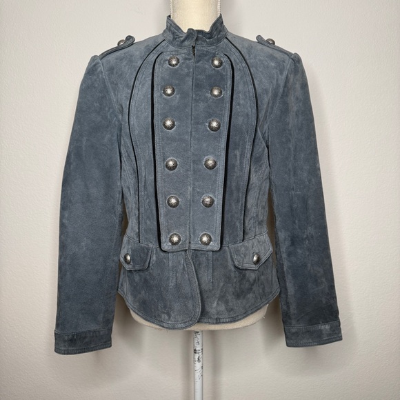 Scully Blue Suede Military Style Jacket - Picture 1 of 12